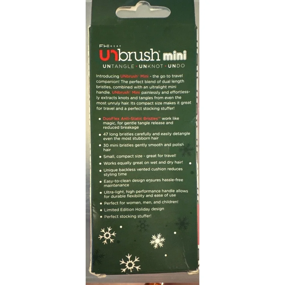 NEW Unbrush Mini‎ Hair Brush Detangler Christmas Special Edition